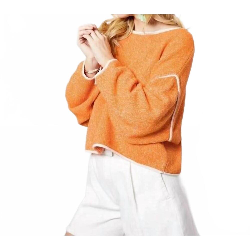 NEW FREE PEOPLE bardot solid sweater in orange peel